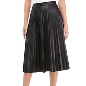 7 FOR ALL MANKIND Faux Black Leather Pleated Midi Size S‎ Work Party